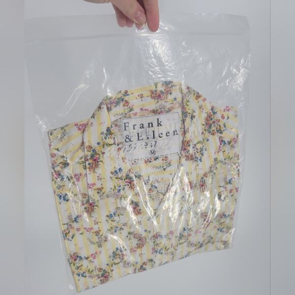 Frank & Eileen Floral Stripe Cotton Button Up Shirt M - Picture 10 of 11